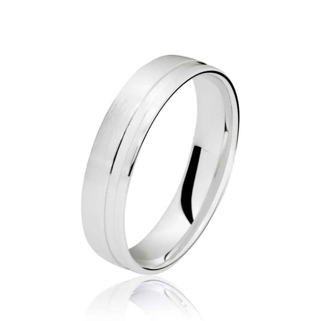 Histoire d'Or Alliance Julio Ruban Poli Brosse Or Blanc Sale