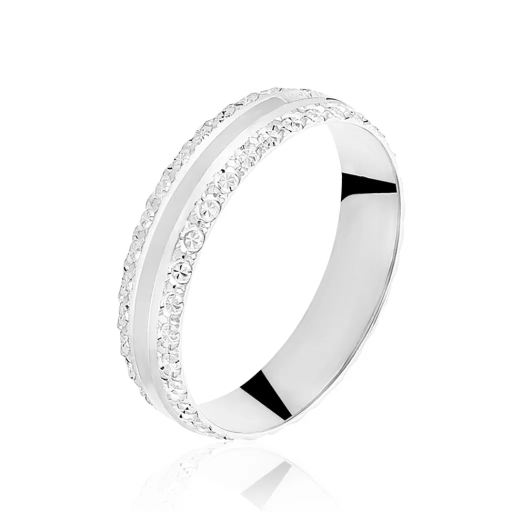 Histoire d'Or Alliance June 2 Rangs Diamantee Ruban Plat or blanc Discount