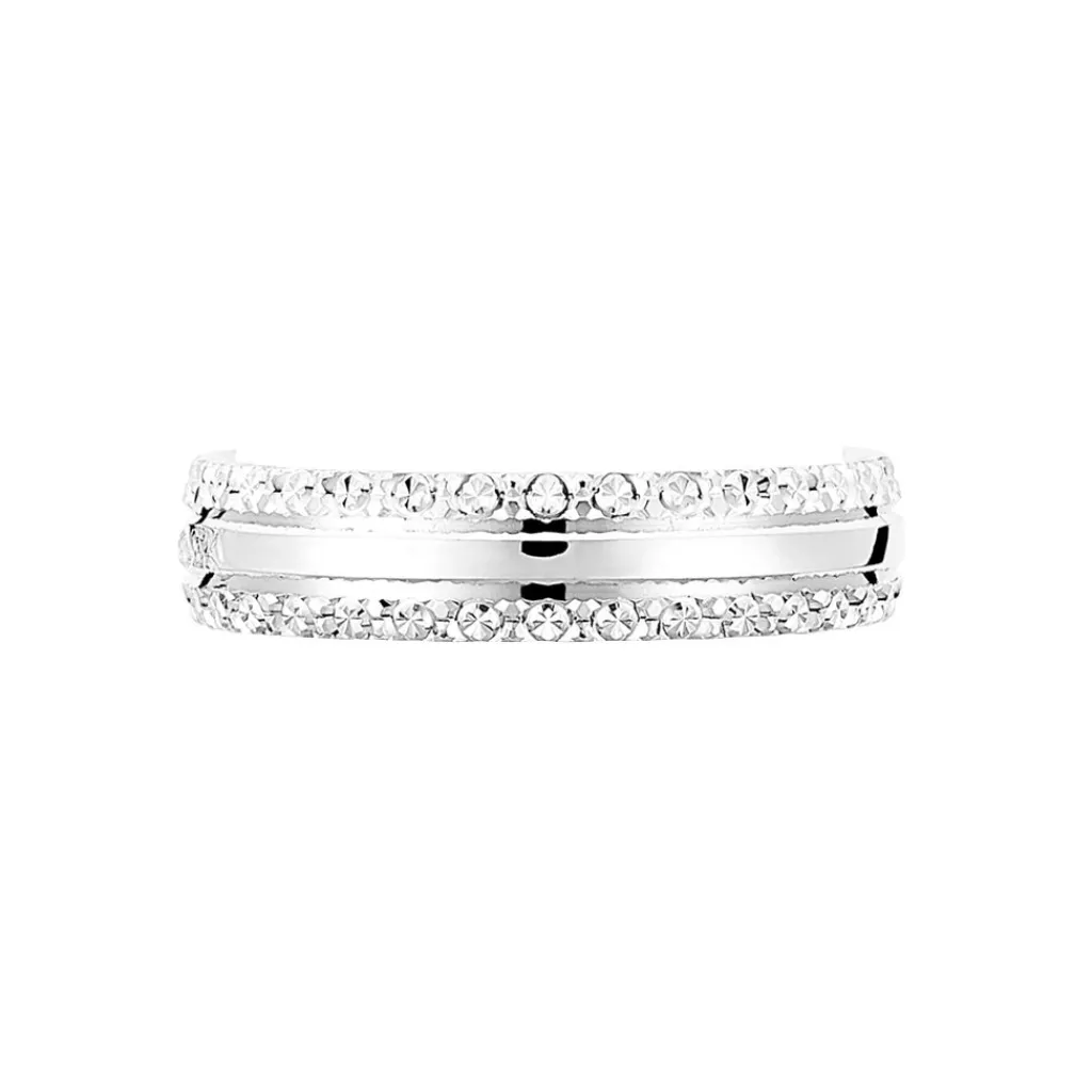 Histoire d'Or Alliance June 2 Rangs Diamantee Ruban Plat or blanc Discount