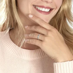 Histoire d'Or Alliance June 2 Rangs Diamantee Ruban Plat or blanc Discount