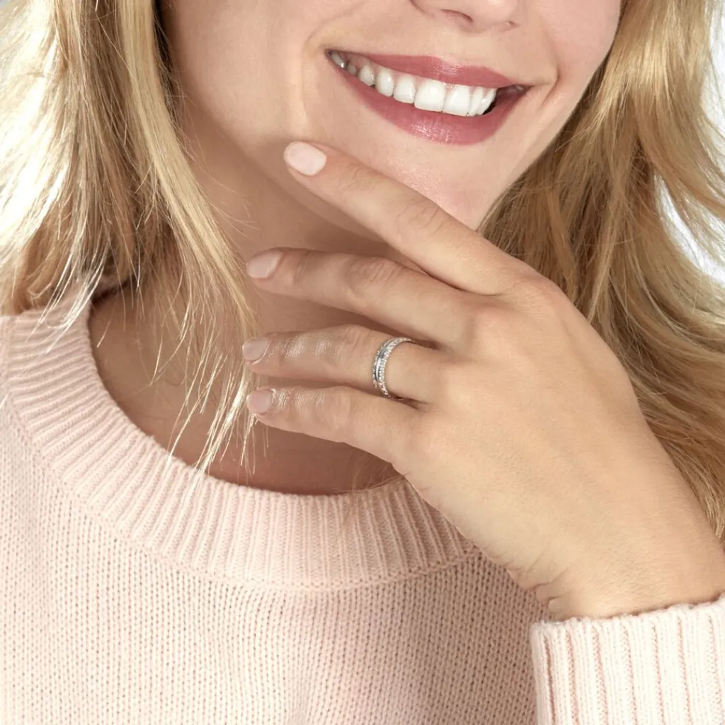 Histoire d'Or Alliance June 2 Rangs Diamantee Ruban Plat or blanc Discount