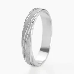 Histoire d'Or Alliance Ketly Ruban Plat Argent Blanc New