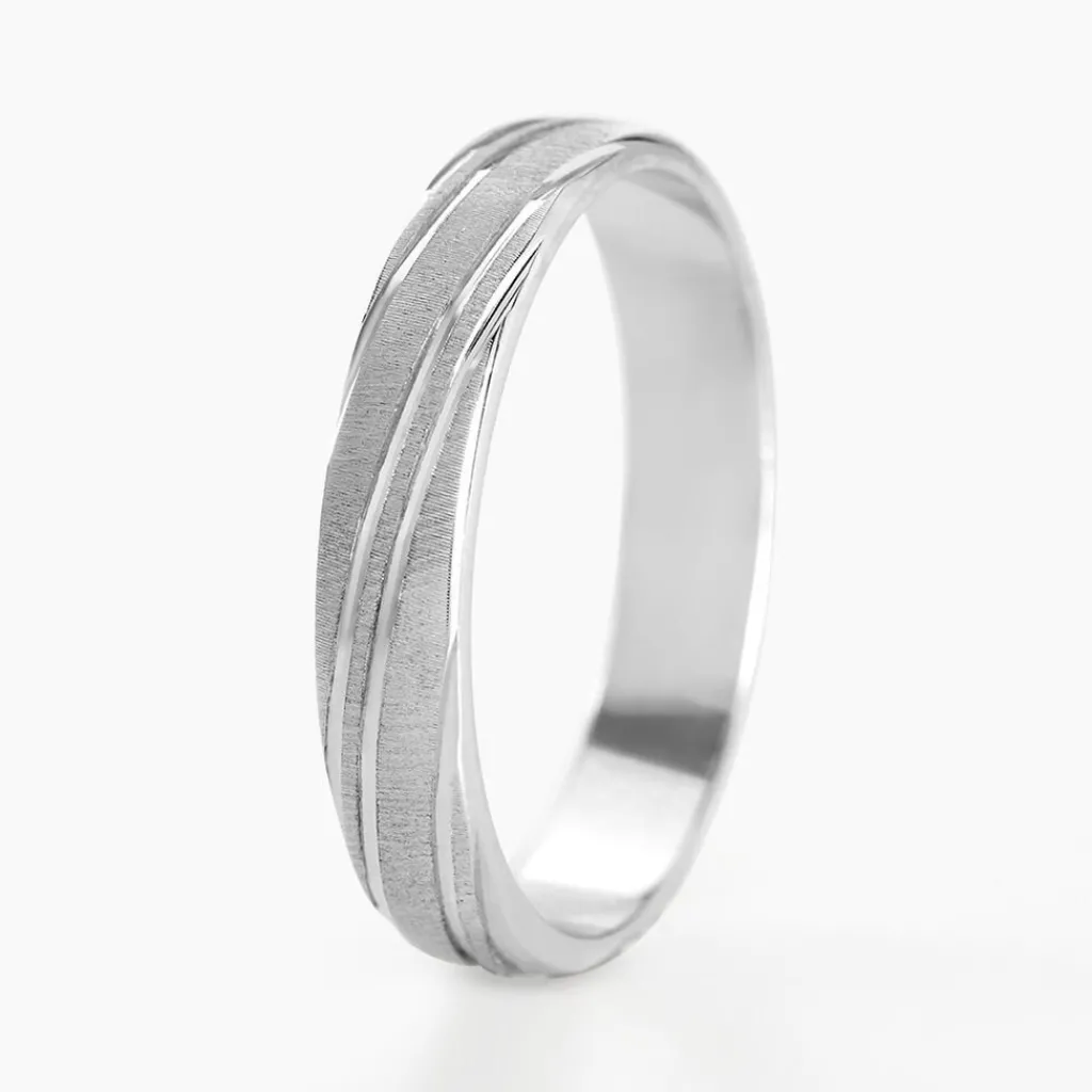 Histoire d'Or Alliance Ketly Ruban Plat Argent Blanc New