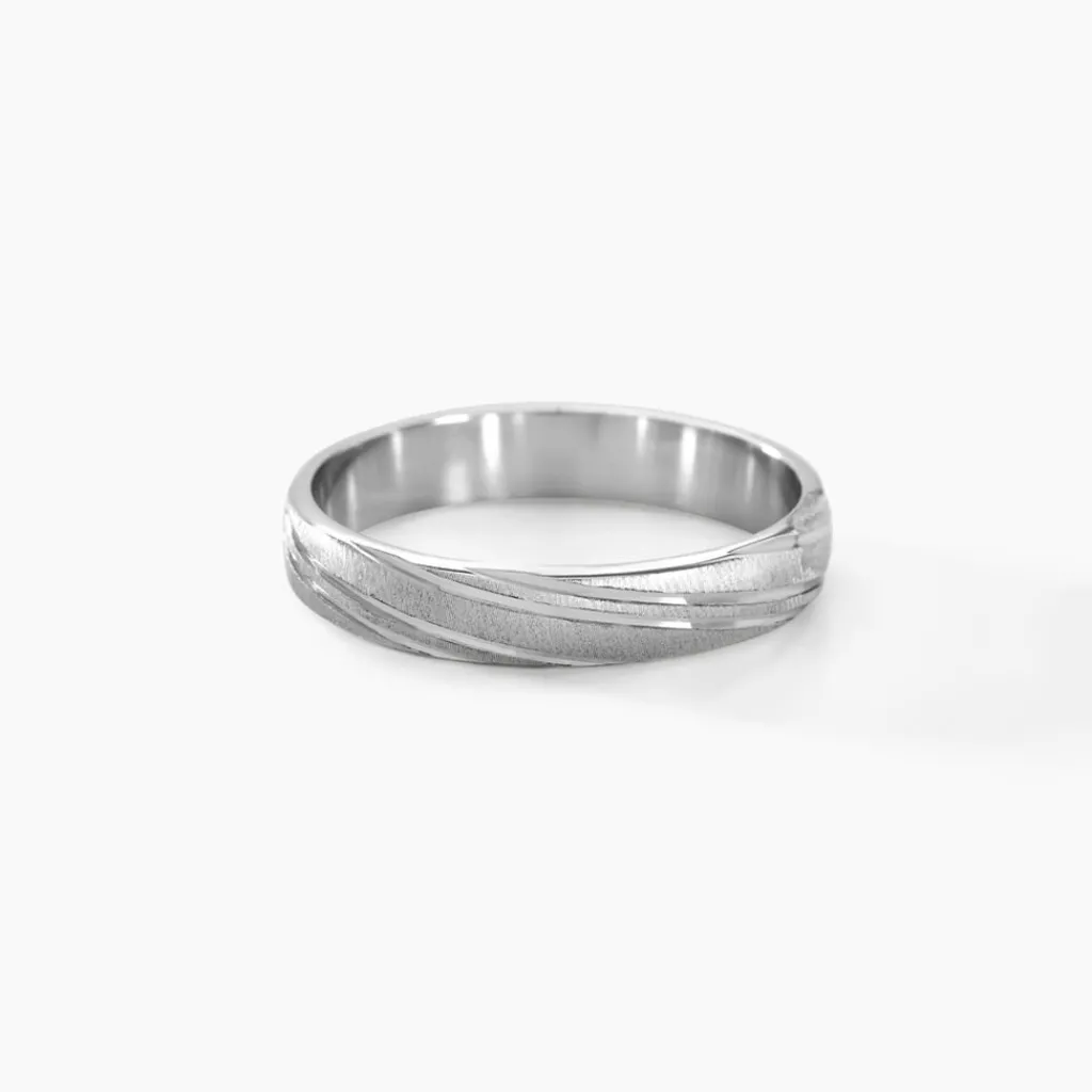 Histoire d'Or Alliance Ketly Ruban Plat Argent Blanc New