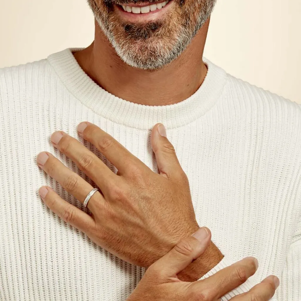 Histoire d'Or Alliance Ketly Ruban Plat Argent Blanc New