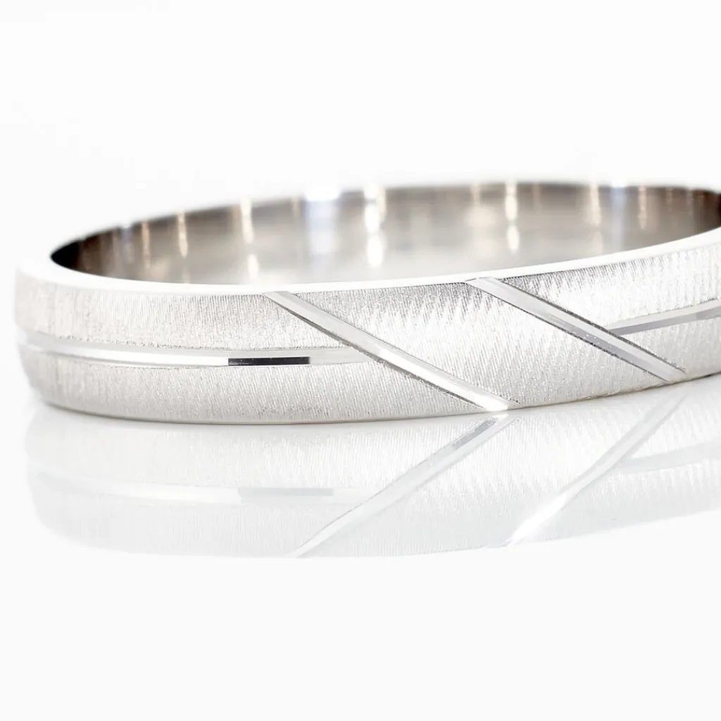 Histoire d'Or Alliance Lauria Ruban Plat Argent Blanc Clearance