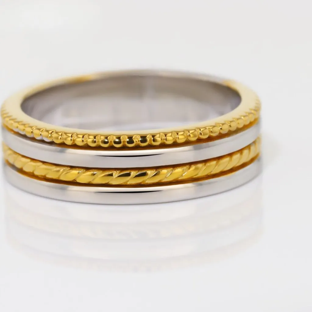 Histoire d'Or Alliance Leandro Ruban Argent Bicolore Outlet