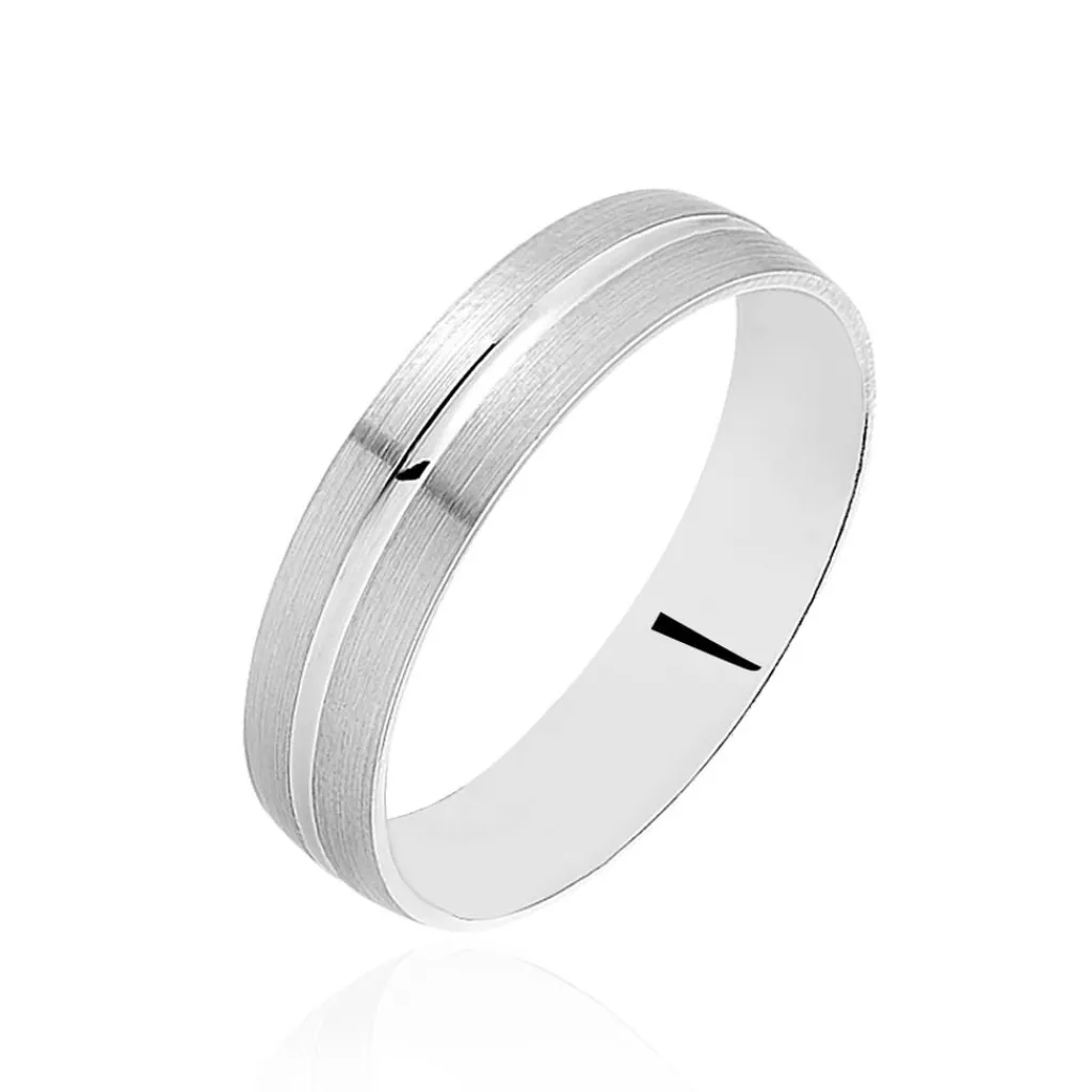Histoire d'Or Alliance Liseret Central Ruban Plat Palladium Blanc Online