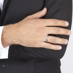 Histoire d'Or Alliance Liseret Central Ruban Plat Palladium Blanc Online