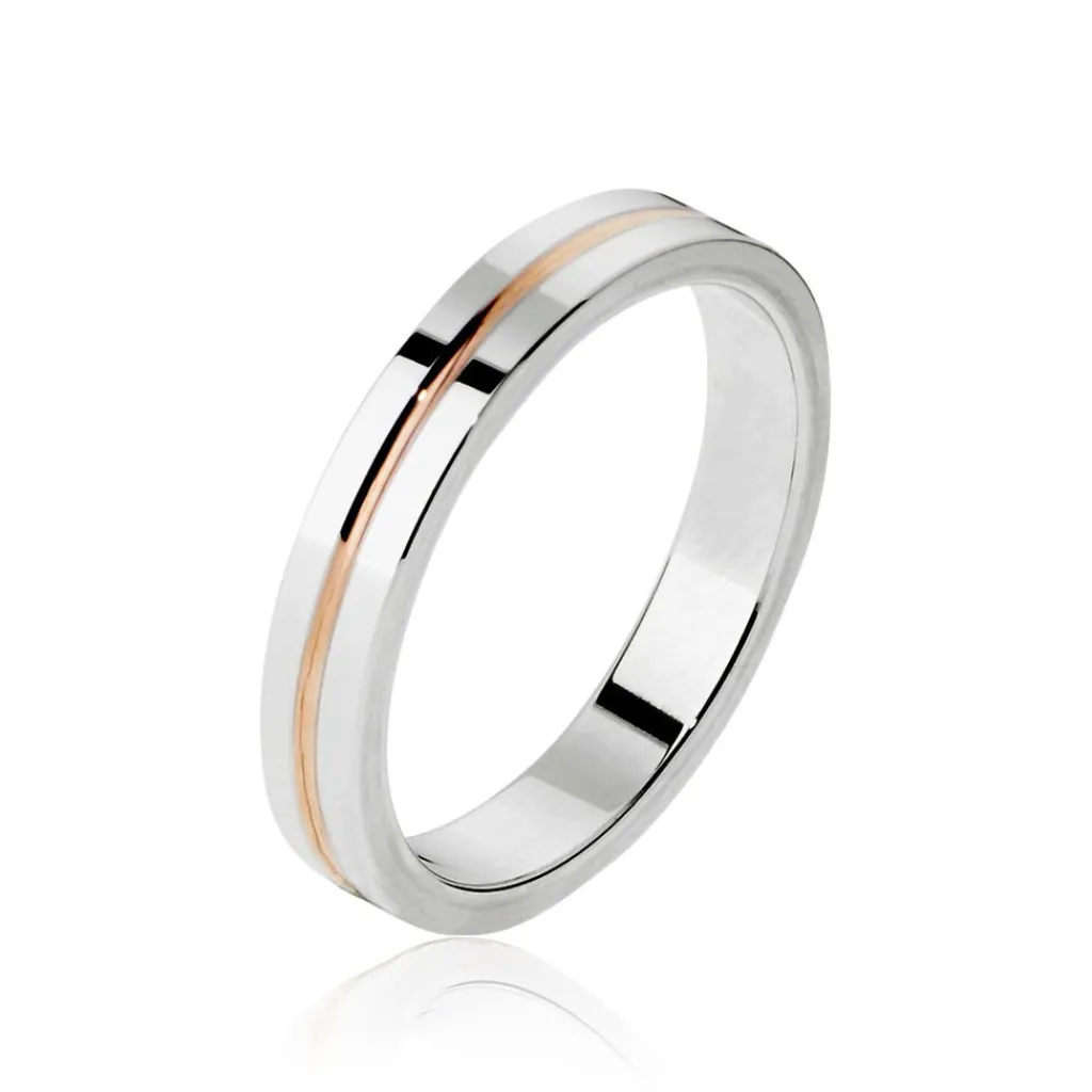 Histoire d'Or Alliance Liseret Ruban Plat Or Bicolore New
