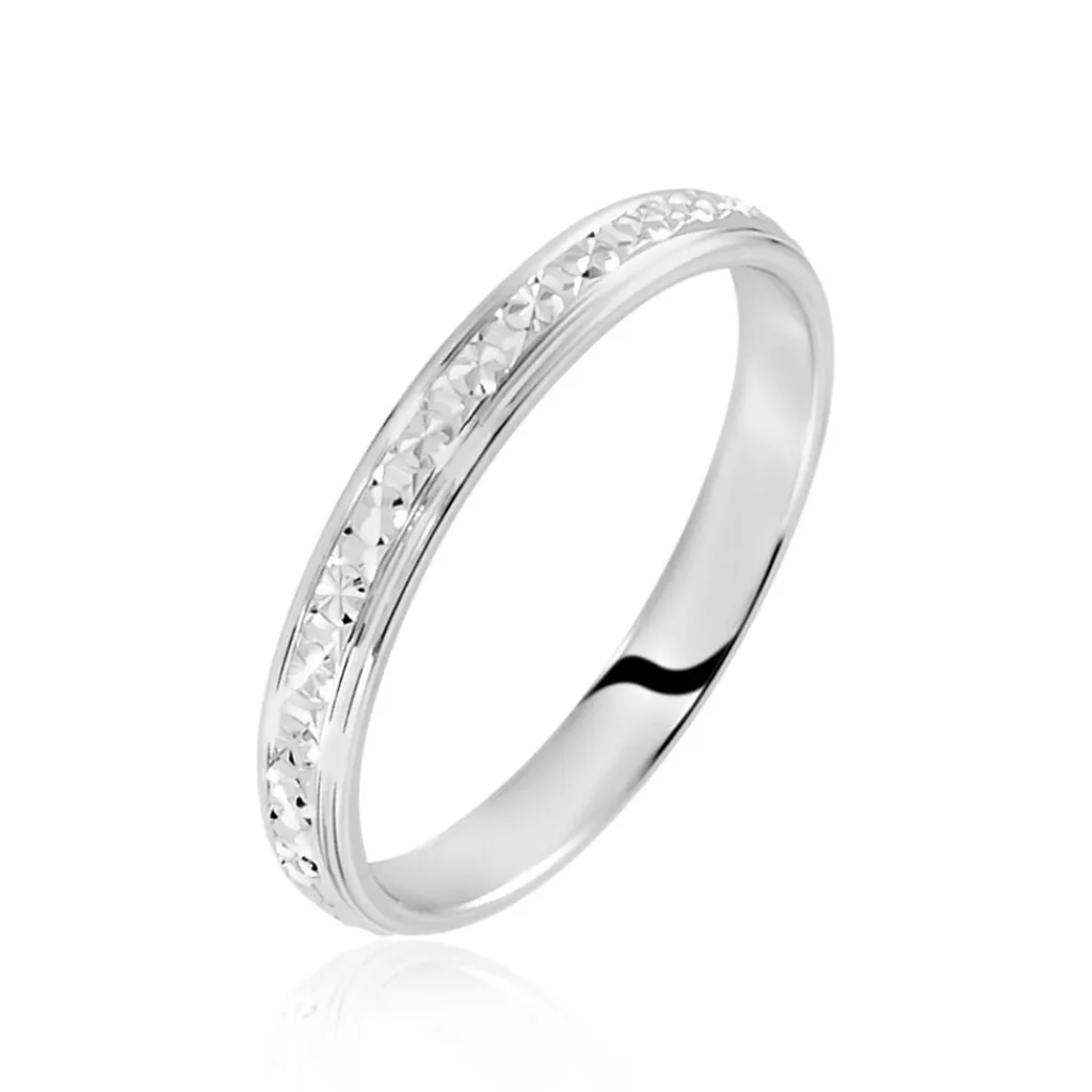 Histoire d'Or Alliance Marine Ruban Plat Or Blanc Outlet