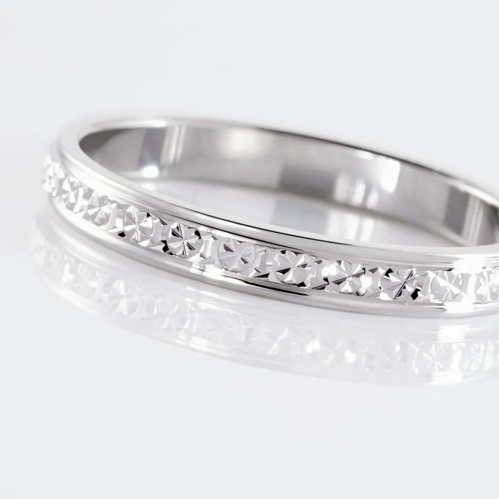 Histoire d'Or Alliance Marine Ruban Plat Or Blanc Outlet