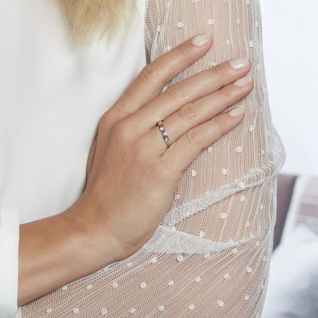 Histoire d'Or Alliance Markel Ruban Plat Or Blanc