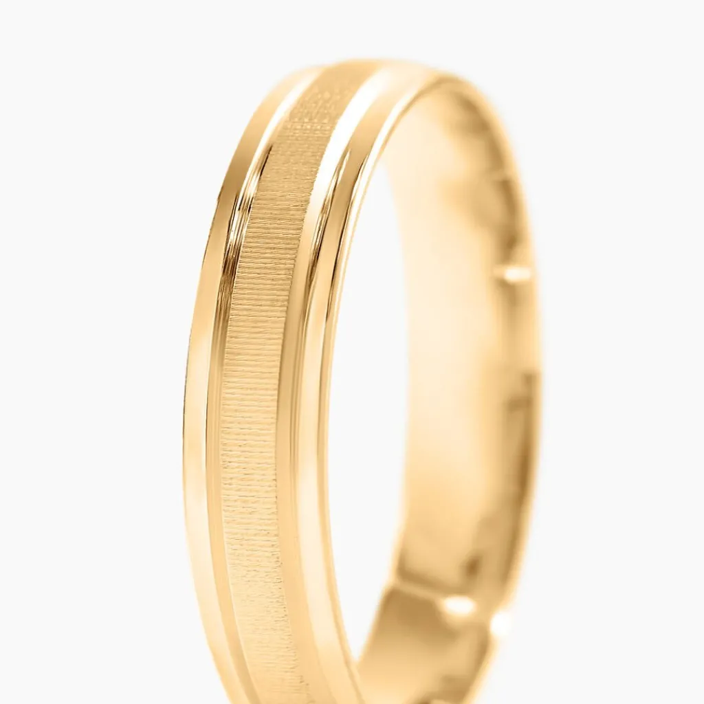 Histoire d'Or Alliance Mat Et Brillant Demi Jonc Classique Or Jaune New