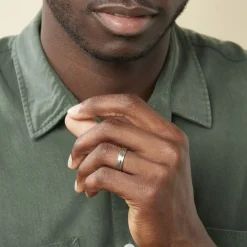 Histoire d'Or Alliance Mat Et Brillant Liseret Ruban Plat Palladium Blanc Outlet