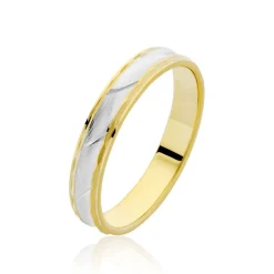 Histoire d'Or Alliance Mat Striee Ruban Plat Or Bicolore Outlet