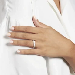 Histoire d'Or Alliance Mercure Brossee Ruban Plat Or Blanc Clearance