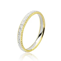 Histoire d'Or Alliance Multi Facettes Diamantee Demi Jonc Classique or bicolore Outlet