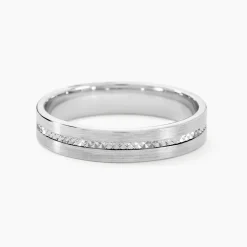 Histoire d'Or Alliance Nelcie Ruban Plat Argent Blanc Hot