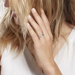 Histoire d'Or Alliance Nelcie Ruban Plat Argent Blanc Hot