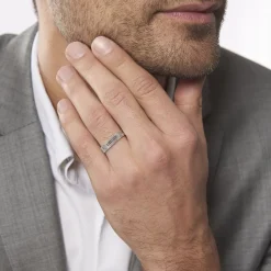 Histoire d'Or Alliance Nymphea Ruban Plat Argent Blanc New