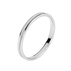 Histoire d'Or Alliance Perlee Ruban Plat or blanc