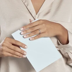 Histoire d'Or Alliance Perlee Ruban Plat or blanc New