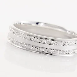 Histoire d'Or Alliance Satine Diamantee Ruban Plat Or Blanc Best