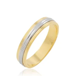 Histoire d'Or Alliance Sequana Ruban Plat Or Bicolore
