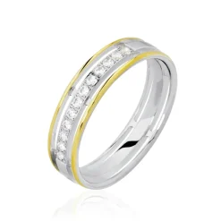 Histoire d'Or Alliance Serti Grains Ajoures or bicolore diamant Outlet