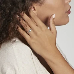 Histoire d'Or Alliance Sidaine Ruban Plat Or Blanc