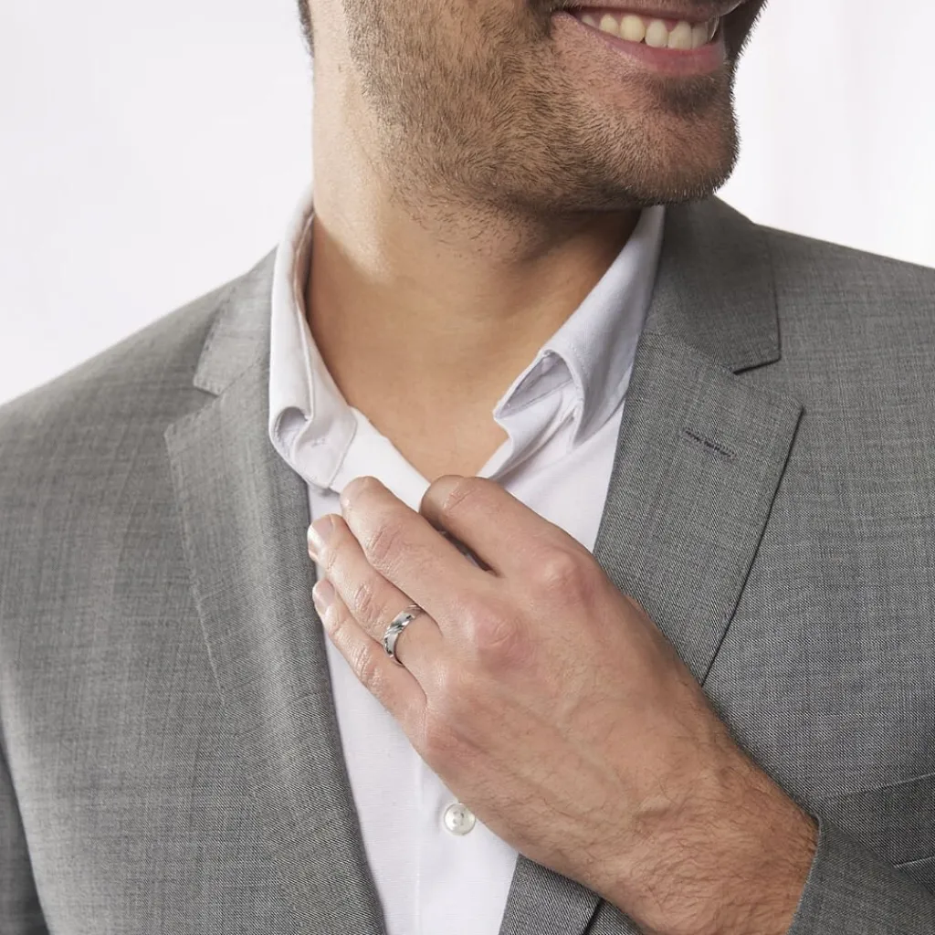 Histoire d'Or Alliance Soriya Demi Jonc Classique Argent Blanc Sale