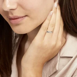 Histoire d'Or Alliance Soriya Demi Jonc Classique Argent Blanc Clearance