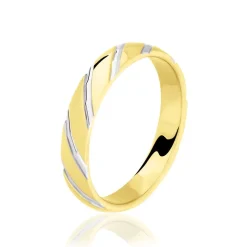 Histoire d'Or Alliance Strie Fantaisie Demi Jonc Classique Or Bicolore Outlet