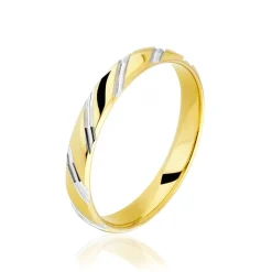 Histoire d'Or Alliance Strie Fantaisie Demi Jonc Classique Or Bicolore Best