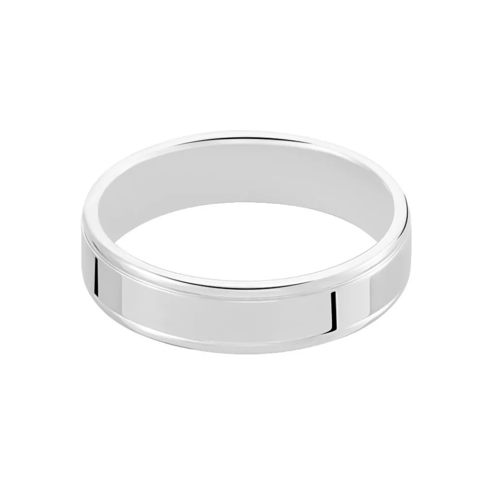 Histoire d'Or Alliance Trephine Ruban Plat Argent Blanc Hot