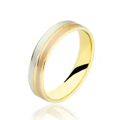 Histoire d'Or Alliance Triade Ruban Plat Or Tricolore Best