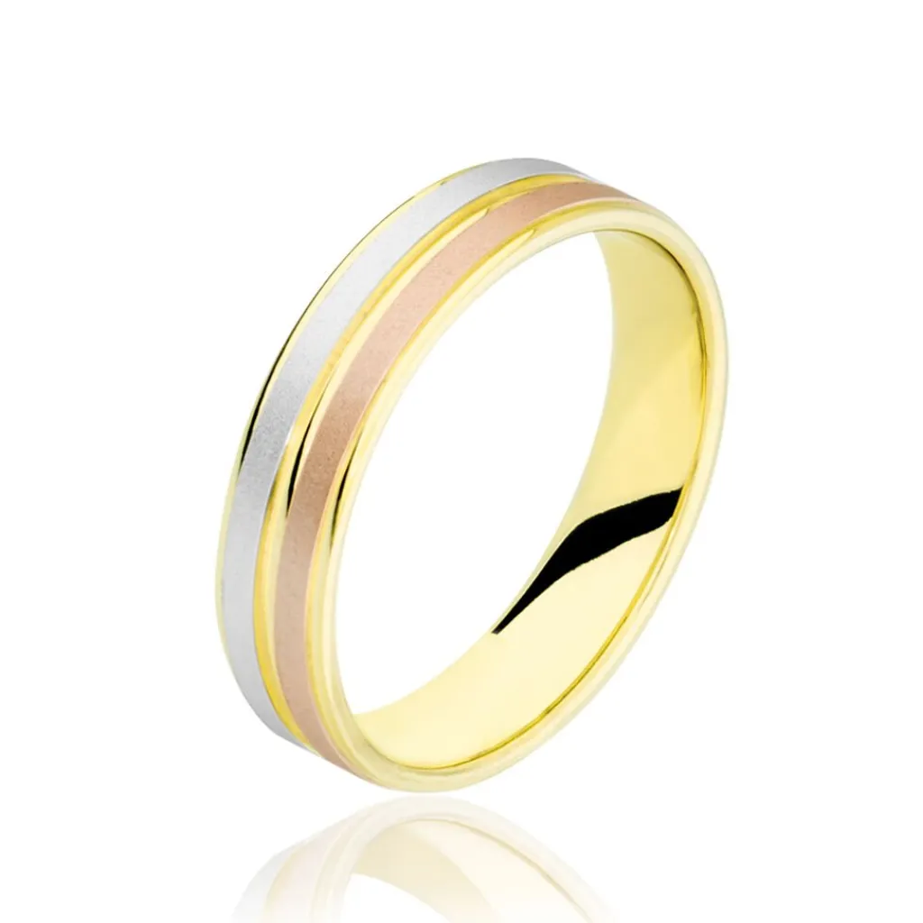 Histoire d'Or Alliance Triade Ruban Plat Or Tricolore Best