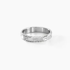 Histoire d'Or Alliance Twiggy Demi Jonc Classique Argent Blanc Clearance