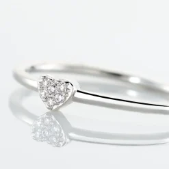 Histoire d'Or Bague Accumulation Coeur Argent Blanc Oxyde De Zirconium Hot