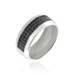 Histoire d'Or Bague Acier Blanc Tdeg Oxydes De Zirconium Discount