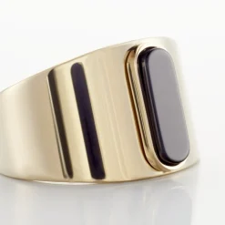 Histoire d'Or Bague Acier Doré Volcanus Agate