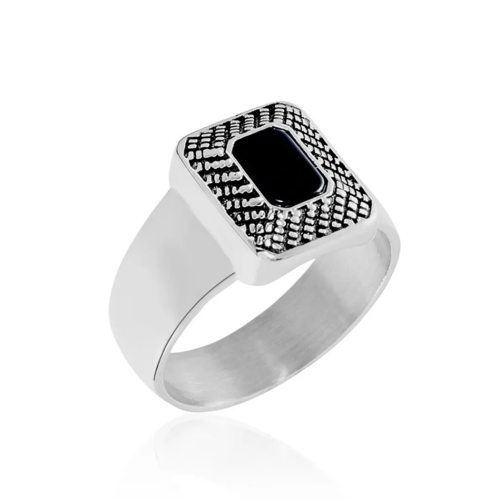 Histoire d'Or Bague Acier Vieillie Antonny Agate Sale