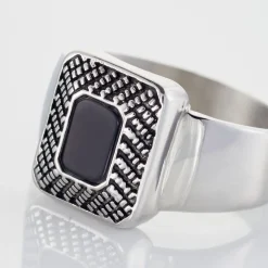 Histoire d'Or Bague Acier Vieillie Antonny Agate Sale