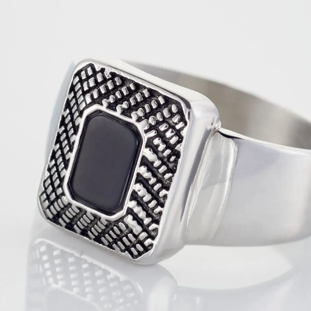 Histoire d'Or Bague Acier Vieillie Antonny Agate Sale