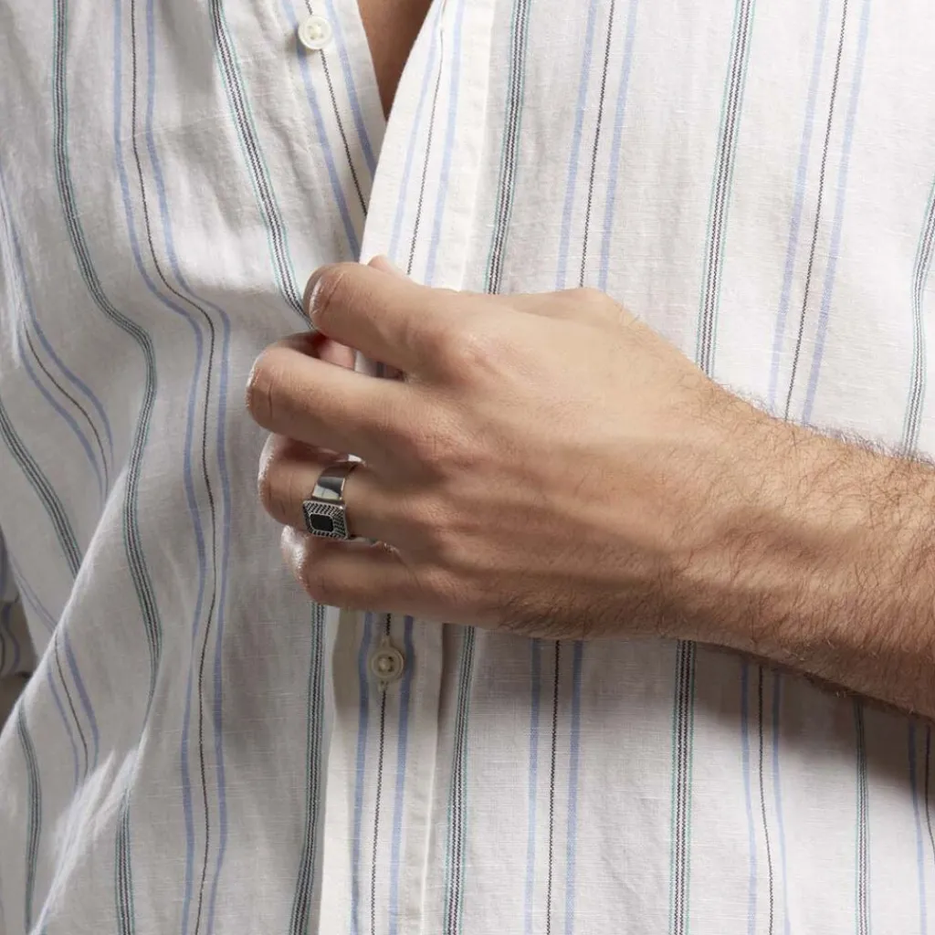 Histoire d'Or Bague Acier Vieillie Antonny Agate Sale