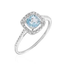 Histoire d'Or Bague Adrienna Or Blanc Topaze Oxyde De Zirconium or blanc topaze bleu sky Clearance