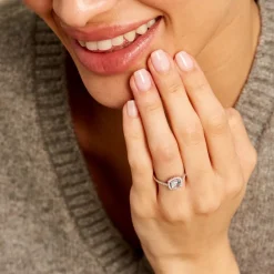 Histoire d'Or Bague Adrienna Or Blanc Topaze Oxyde De Zirconium or blanc topaze bleu sky Clearance