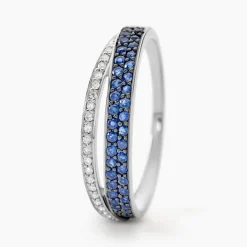 Histoire d'Or Bague Agapanthe Or Blanc Saphir Et Diamant