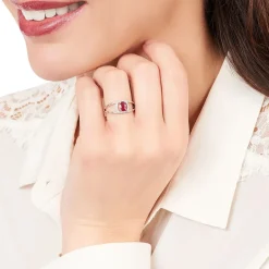 Histoire d'Or Bague Agathe Or Blanc Rubis Et Diamant